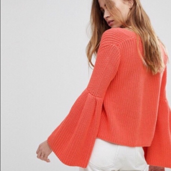 Free People coral damsel sweater size small - Picture 2 of 3